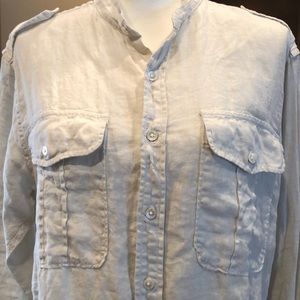 Civilianaire Linen Tunic Shirt Dress Chalk White S